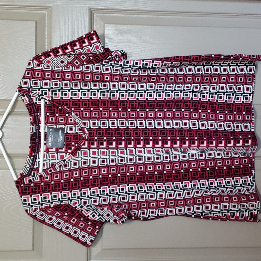 Liz Claiborne sport V neck stretch short sleeve shirt size large